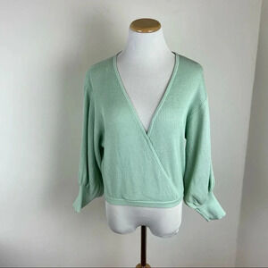 Sabo Skirt Wrap Front Ribbed Sweater Mint Green Size XS
